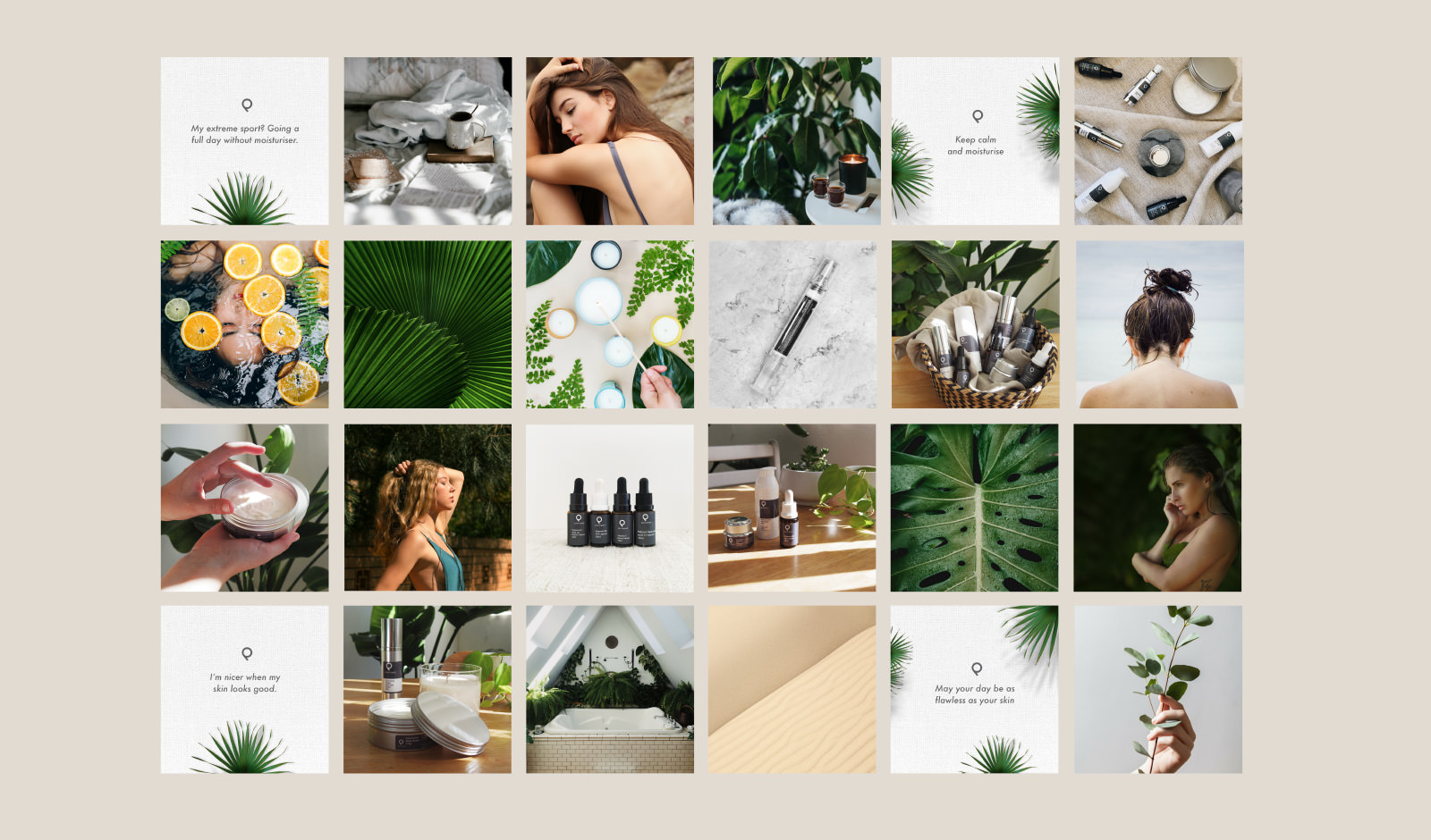 A collage of social media posts designed for Plumped Skincare