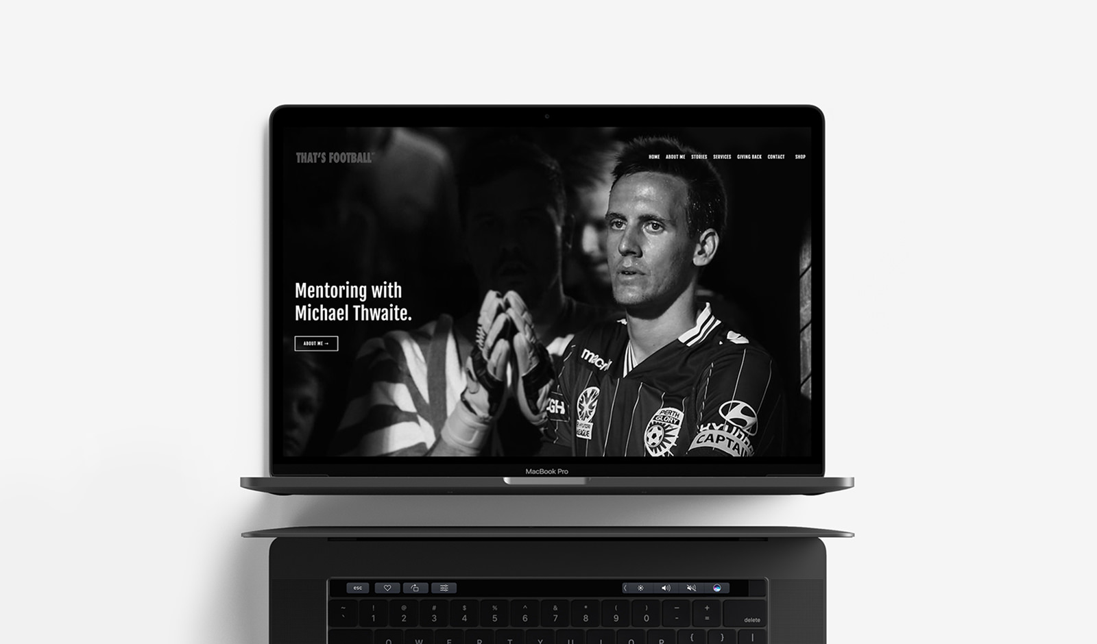 An image of a homepage website design for That's Football