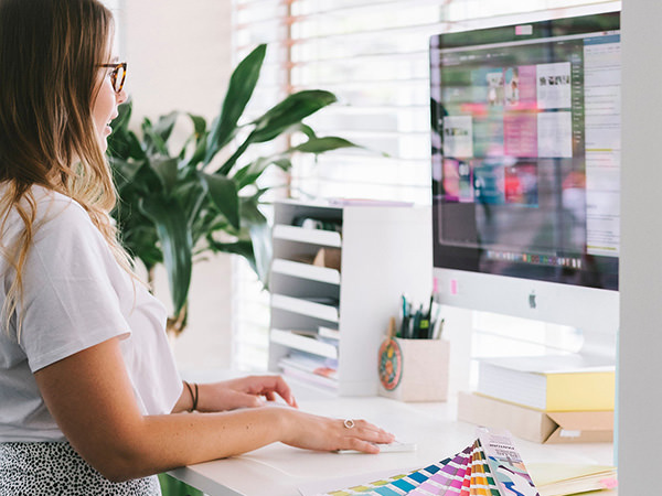 A woman designing digital products