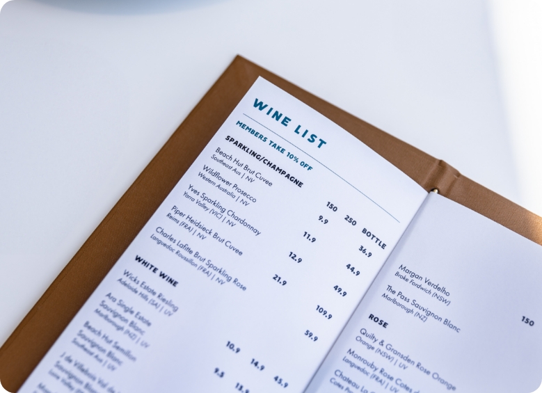 Tallebudgera Surf Club menu