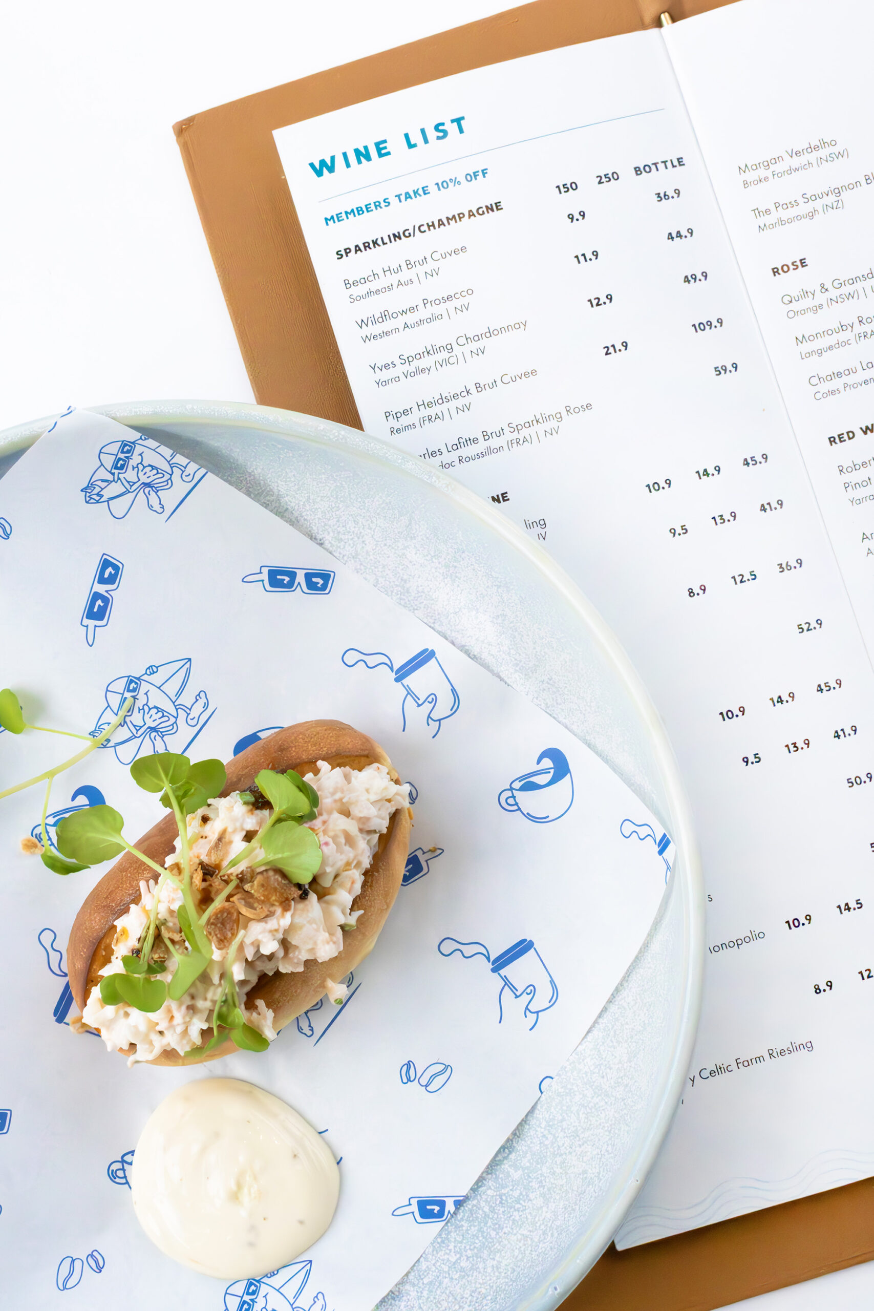 image of bug roll next to menu at tallebudgera surf club