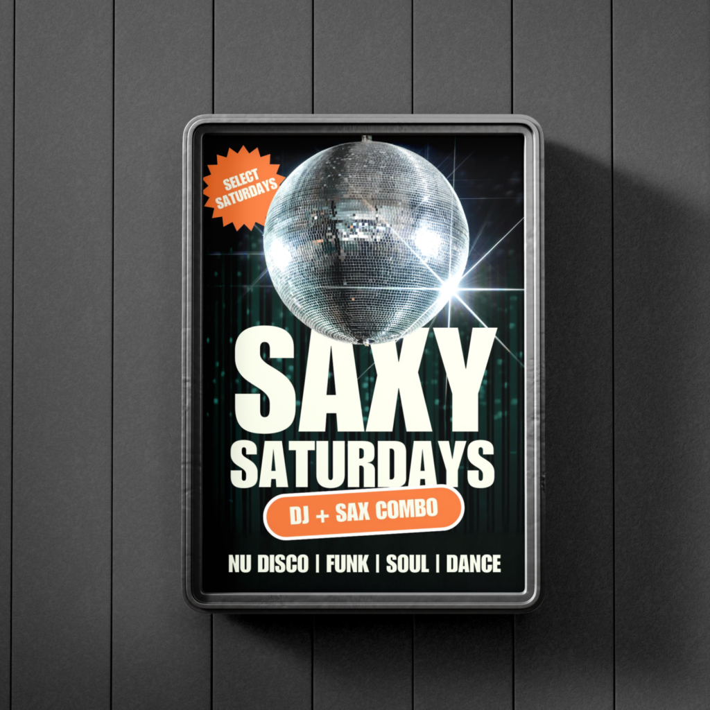 poster design for club paradise "saxy saturdays"
